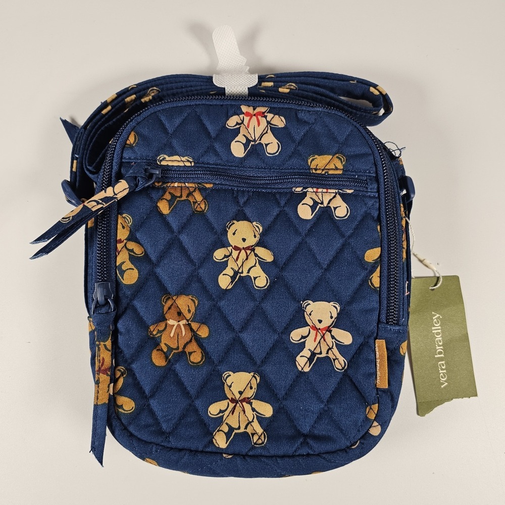 Vera Bradley Sullivan Crossbody Bunch of Bears Blue Premium Cotton NWT